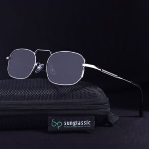 Silver Black Rectangle Sunglasses for Men & Women | UV400