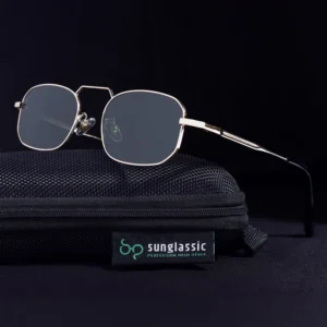 Gold Green Rectangle Sunglasses for Men & Women | UV400